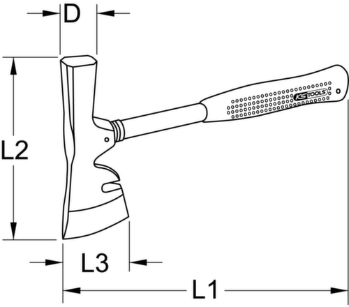 KS Tools Gipserbeil mit Fiberglasstiel Technische Zeichnung 1 L