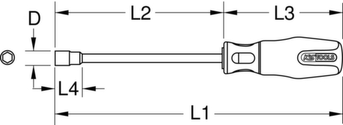 KS Tools ERGOTORQUEplus Stecknuss-Schraubendreher Technische Zeichnung 1 L