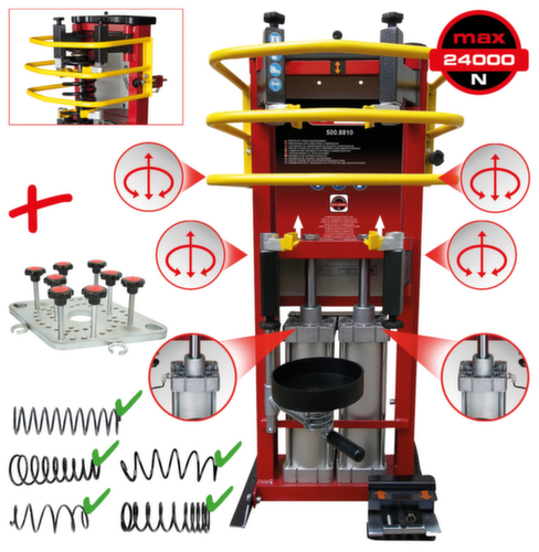 KS Tools Druckluft-Stand-Federspanner mit Doppel-Zylinder inkl. Adapterplatte Standard 2 L