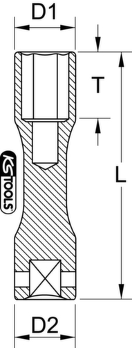 KS Tools 1/2" Alu-Felgen Kraft-Stecknuss Technische Zeichnung 1 L