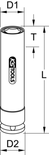 KS Tools 1/2" Spezial-Alu-Felgen Kraft-Stecknuss Technische Zeichnung 1 L