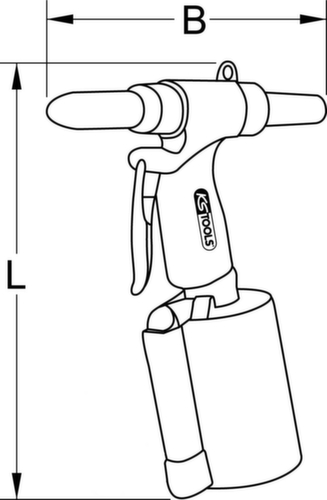 KS Tools Druckluft-Blindniet-Pistole Technische Zeichnung 1 L