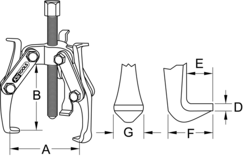 KS Tools Universal-Abzieher 3-armig Technische Zeichnung 1 L