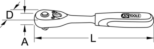 KS Tools 3/8" Monster Umschaltknarre Technische Zeichnung 1 L