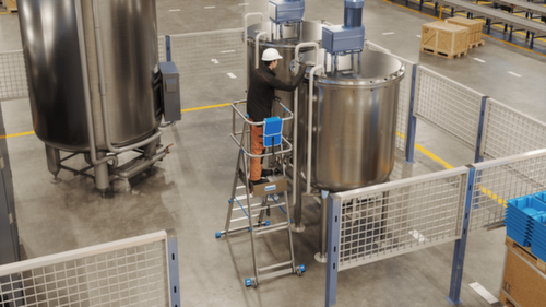 Krause Teleskop-Plattformleiter STABILO® Professional SkyMatic mit umlaufendem Gerüst Milieu 2 L