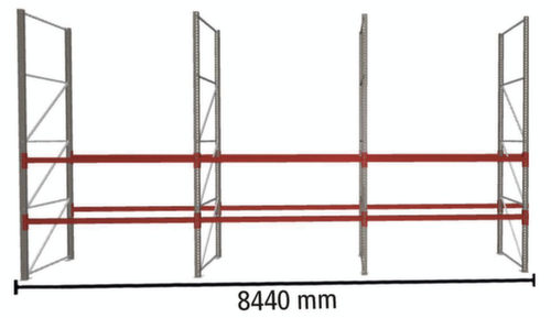 META Palettenregal MULTIPAL für 27 Paletten, 8440 mm breit, 3 Lagerebenen