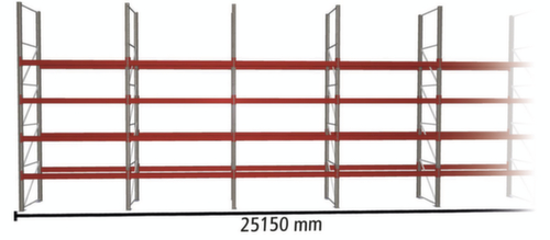 META Palettenregal MULTIPAL für 135 Paletten, 25150 mm breit, 5 Lagerebenen Standard 2 L