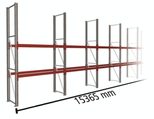 META Palettenregal MULTIPAL für 24 Paletten, 15365 mm breit, 3 Lagerebenen Standard 1 L