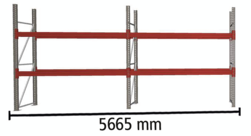 META Palettenregal MULTIPAL für 12 Paletten, 5665 mm breit, 3 Lagerebenen Standard 1 L
