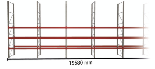 META Palettenregal MULTIPAL für 56 Paletten, 19580 mm breit, 4 Lagerebenen Standard 1 L