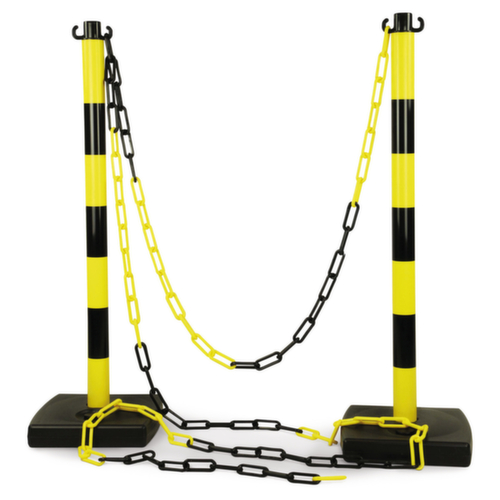 Absperrpfosten PVC mit Kette 2 PVC Pfosten + 5 m Kette gelb/schwarz Standard 1 L