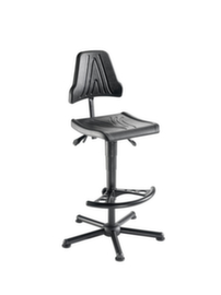 meychair Hoher Arbeitsstuhl Workster Allround W9-H-PU-FS7 mit PU-Sitz, Sitz PU-Schaum schwarz, mit Gleitern