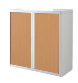 Paperflow Querrollladenschrank easyOffice®, 2 Ordnerhöhen, weiß/Buche