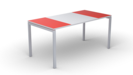 Schreibitsch easyDesk in Bicolor-Optik, 4-Fußgestell, Breite 1400 mm, rot/weiß