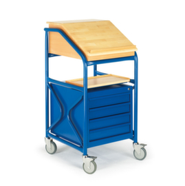 Rollcart Mobiles Pult mit Schubladen, RAL5010 Enzianblau