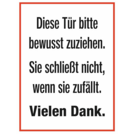 Türschild SafetyMarking®, "Diese Tür bitte bewusst zuziehen."