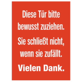 Türschild SafetyMarking®, "Diese Tür bitte bewusst zuziehen."