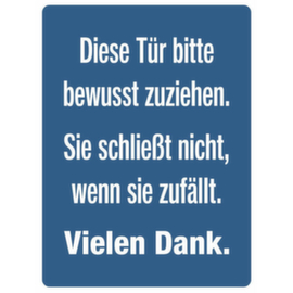 Türschild SafetyMarking®, "Diese Tür bitte bewusst zuziehen."