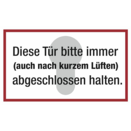 Türschild SafetyMarking®, "Diese Tür bitte immer (auch nach kurzem Lüften)"