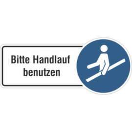 Hinweisschild SafetyMarking®, "Bitte Handlauf benutzen"