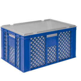 Euronorm-Stapelbehälter mit Isolierbox, blau, Inhalt 63 l, Auflagedeckel für Isolierbox