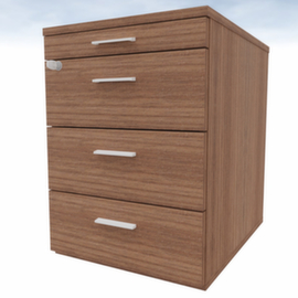 Quadrifoglio Rollcontainer T45 mit Materialauszug, 3 Schublade(n), Nussbaum/Nussbaum