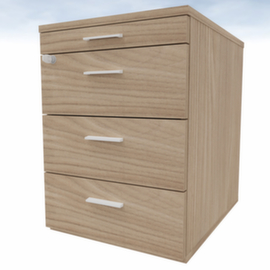 Quadrifoglio Rollcontainer T45 mit Materialauszug, 3 Schublade(n), Ulme/Ulme