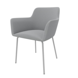 Quadrifoglio Besucherstuhl City mit Armlehnen, Sitz hellgrau, 4-Fußgestell