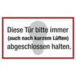 Türschild SafetyMarking®, "Diese Tür bitte immer (auch nach kurzem Lüften)"