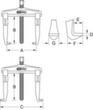 KS Tools Universal-Abzieher 2+3-armig 90mm Technische Zeichnung 1 S