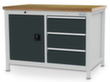 Bedrunka + Hirth Kastenwerkbank, 3 Schubladen, 1 Schrank, RAL7035 Lichtgrau/RAL7016 Anthrazitgrau