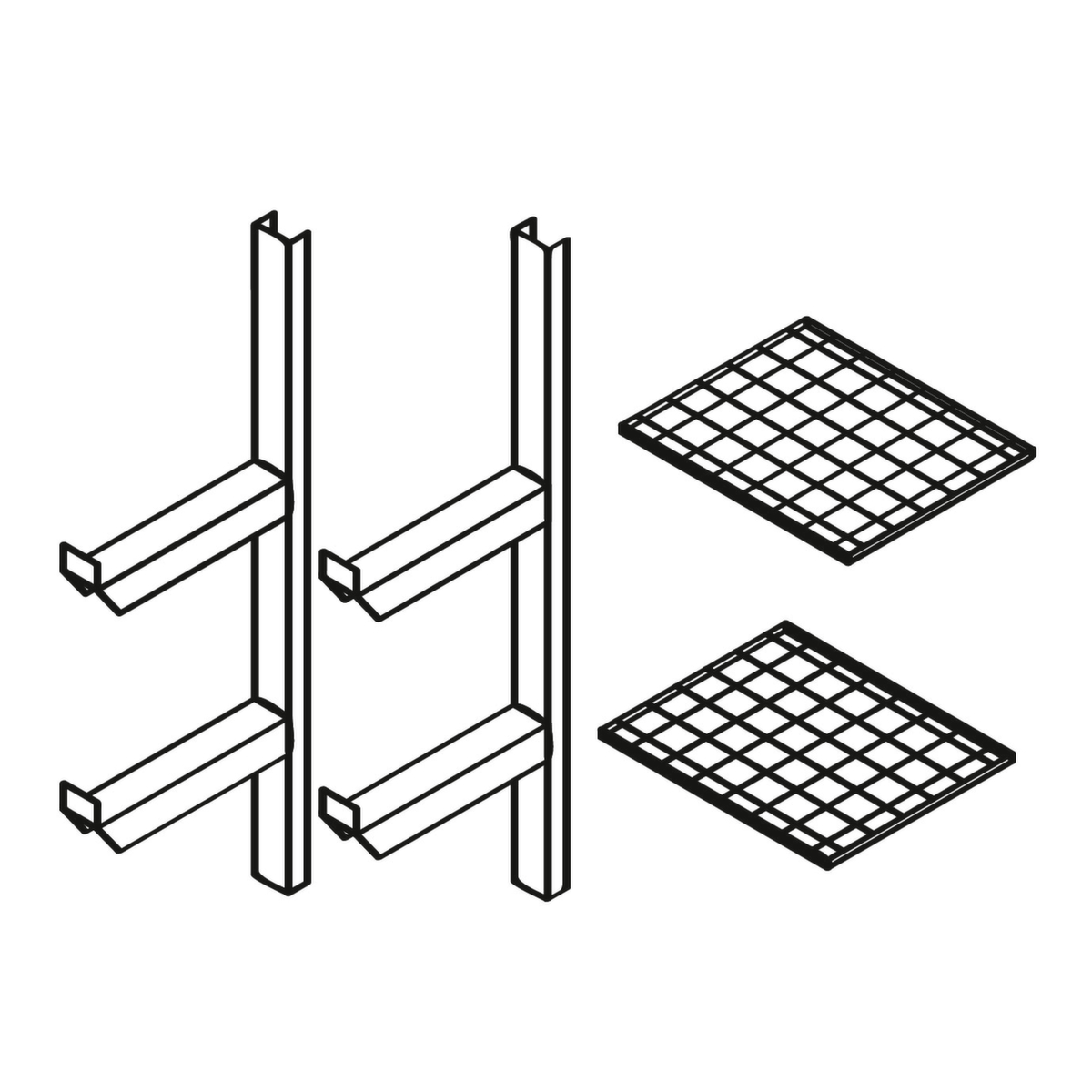 Gitterrostregal für Gefahrstoff-Container, Breite x Tiefe 600 x 500 mm Technische Zeichnung 1 ZOOM