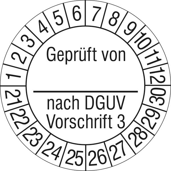 Prüfplakette Geprüft nach DGVU Standard 1 ZOOM