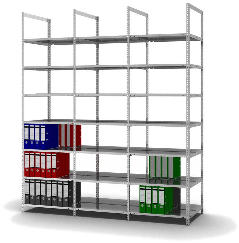 hofe Akten-Schraubregal zur beidseitigen Nutzung, 7 Böden, mit korrosionsschützender Zinkbeschichtung Standard 3 ZOOM