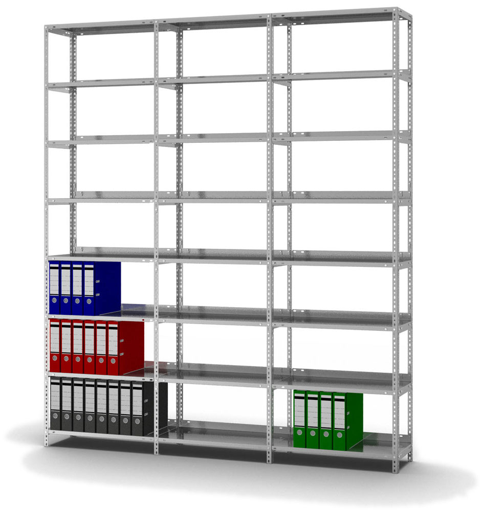 hofe Akten-Schraubregal Anbaufeld zur beidseitigen Nutzung, 7 Böden, mit korrosionsschützender Zinkbeschichtung Standard 3 ZOOM
