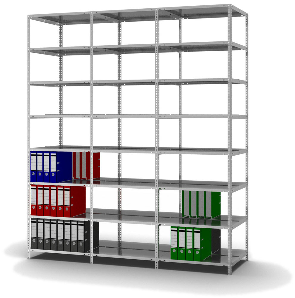 hofe Akten-Schraubregal Anbaufeld zur beidseitigen Nutzung, 8 Böden, mit korrosionsschützender Zinkbeschichtung Standard 3 ZOOM