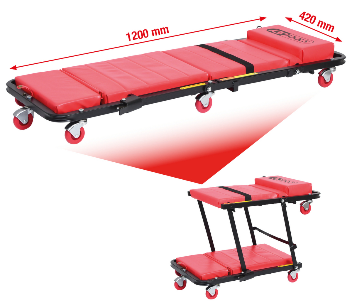 KS Tools Fahrbare Liege und Klappsitz Standard 2 ZOOM