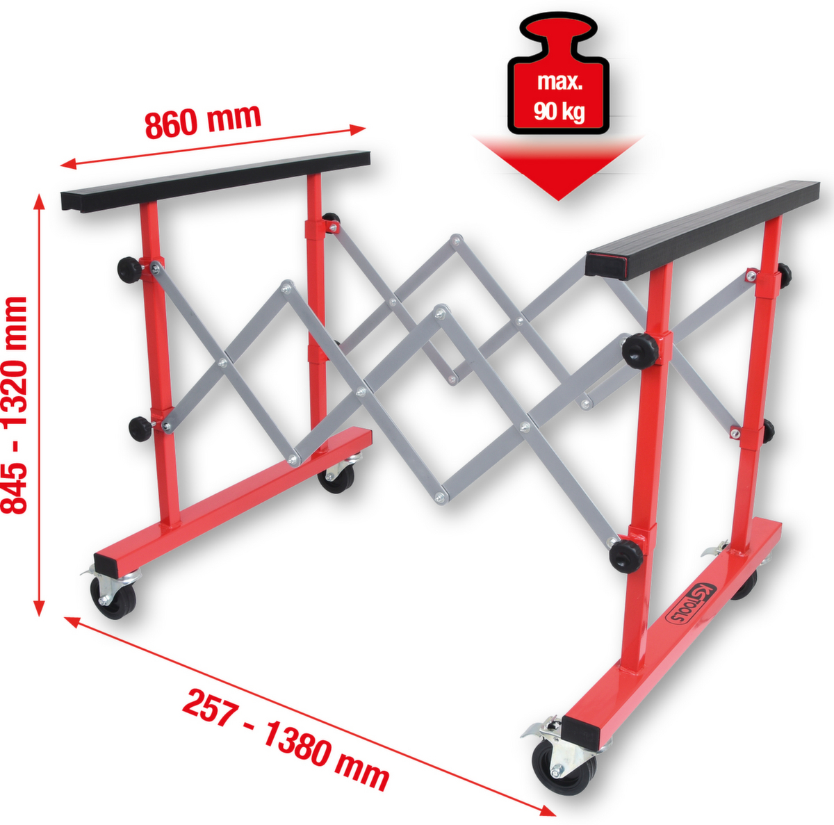 KS Tools Universal Teleskop-Mehrzweckwagen Standard 2 ZOOM