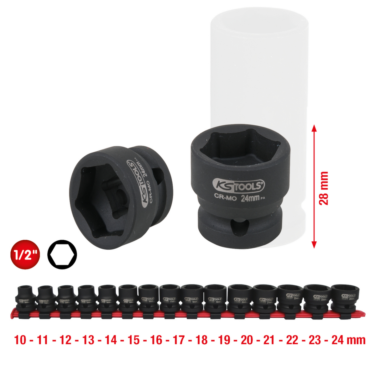 KS Tools 1/2" Sechskant-Kraft-Stecknuss-Satz Standard 2 ZOOM