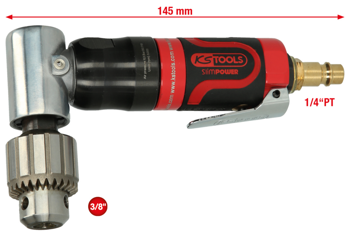 KS Tools 3/8"SlimPOWER Mini-Druckluft-Winkelbohrmaschine Standard 2 ZOOM