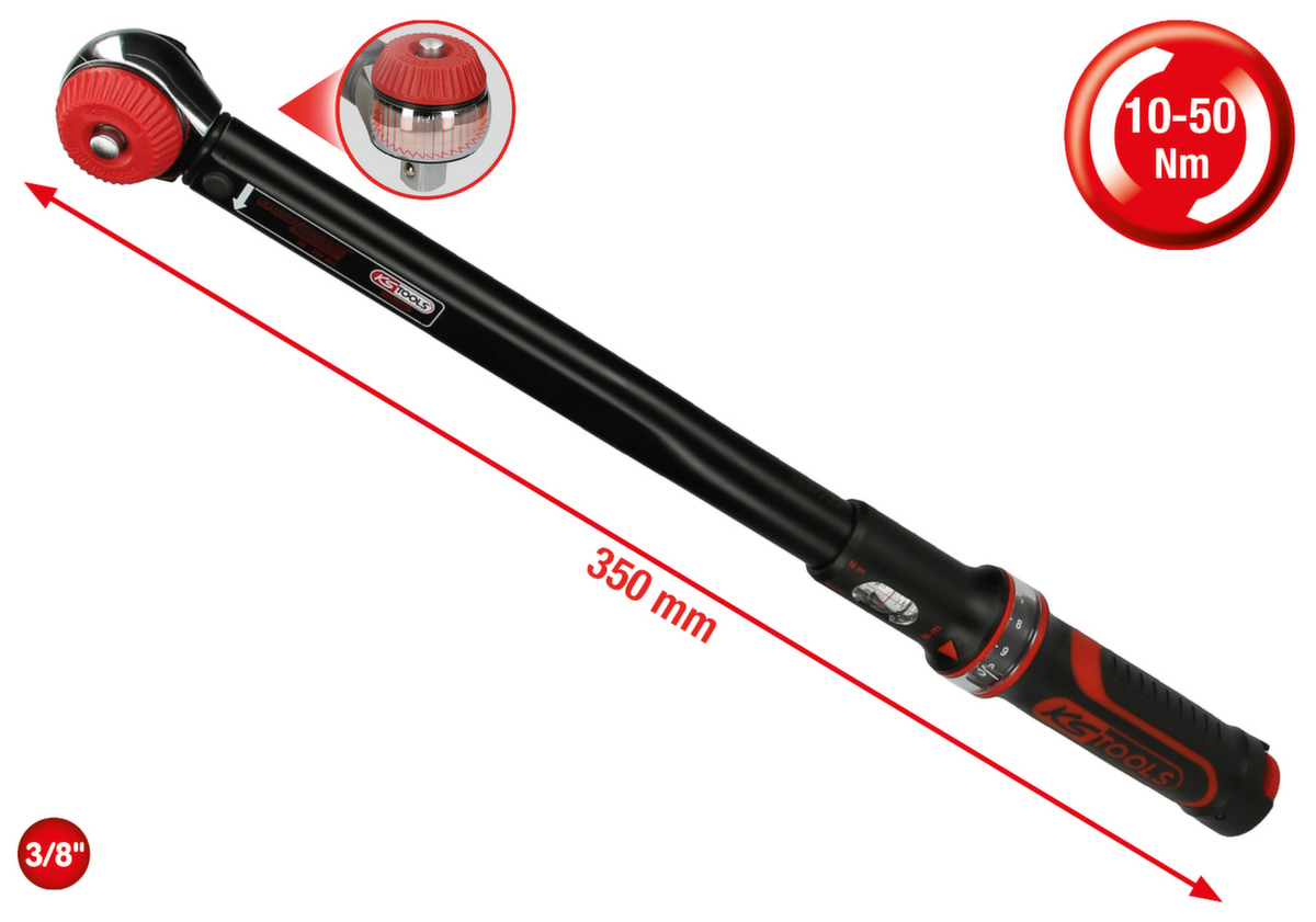 KS Tools 3/8" ERGOTORQUE®precision Ratschen-Drehmomentschlüssel Drehknopf Standard 2 ZOOM