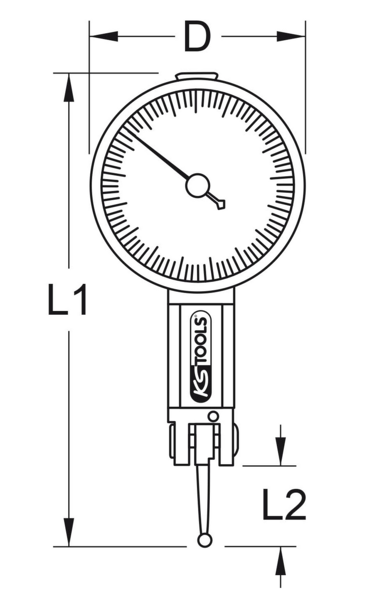 KS Tools Präzisions-Messuhr  mit Nulleinstellung 0-0,8mm Standard 2 ZOOM