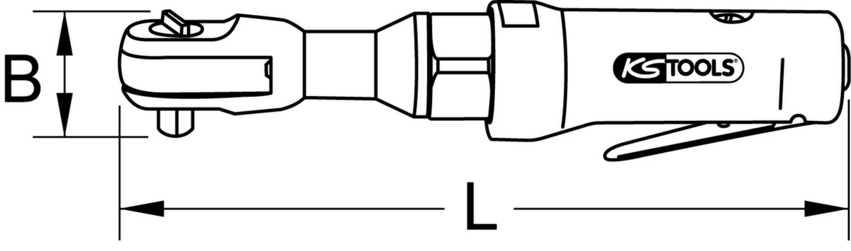 KS Tools 1/2" MONSTER Hochleistungs-Druckluft-Umschaltratsche Technische Zeichnung 1 ZOOM