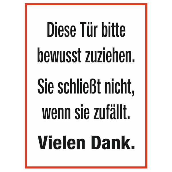 Türschild SafetyMarking® "Tür zuziehen" Standard 1 ZOOM