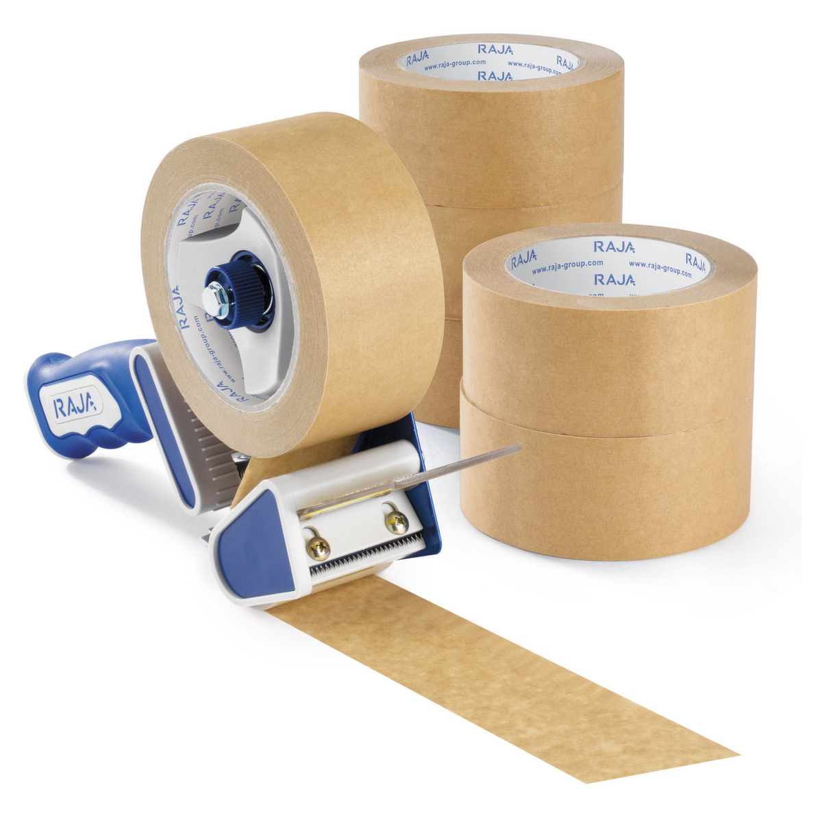 Handabroller-Set mit Papier-Packband, Länge x Breite 50 m x 50 mm Standard 1 ZOOM