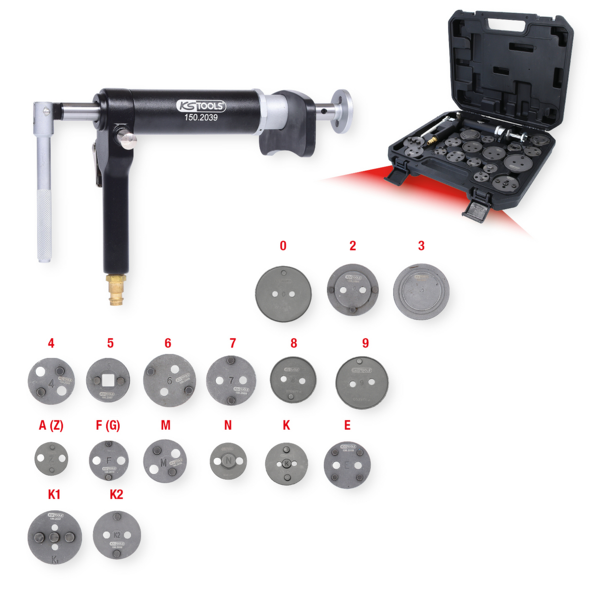 KS Tools Druckluftspindel-Bremskolbenwerkzeug-Satz Standard 2 ZOOM