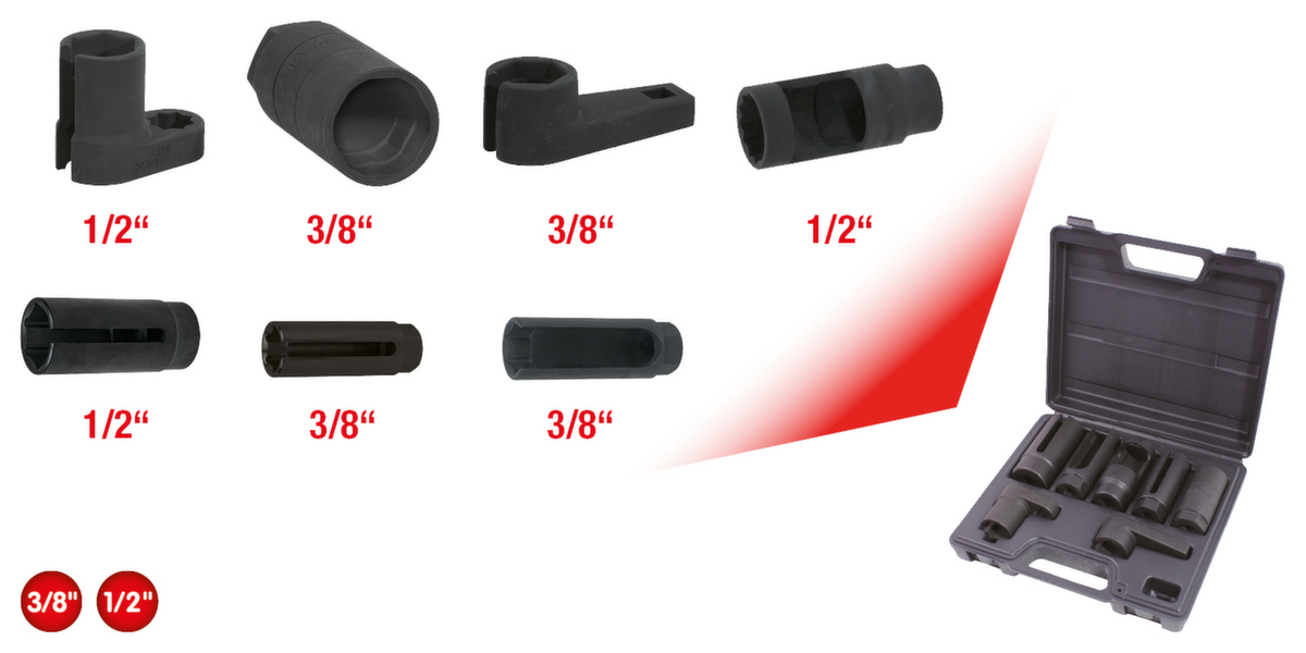 KS Tools 3/8"+1/2" Sensoren-Stecknuss-Satz Standard 2 ZOOM