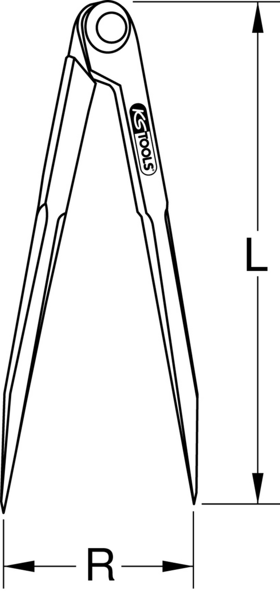 KS Tools Spitzzirkel ohne Stellbogen Technische Zeichnung 1 ZOOM