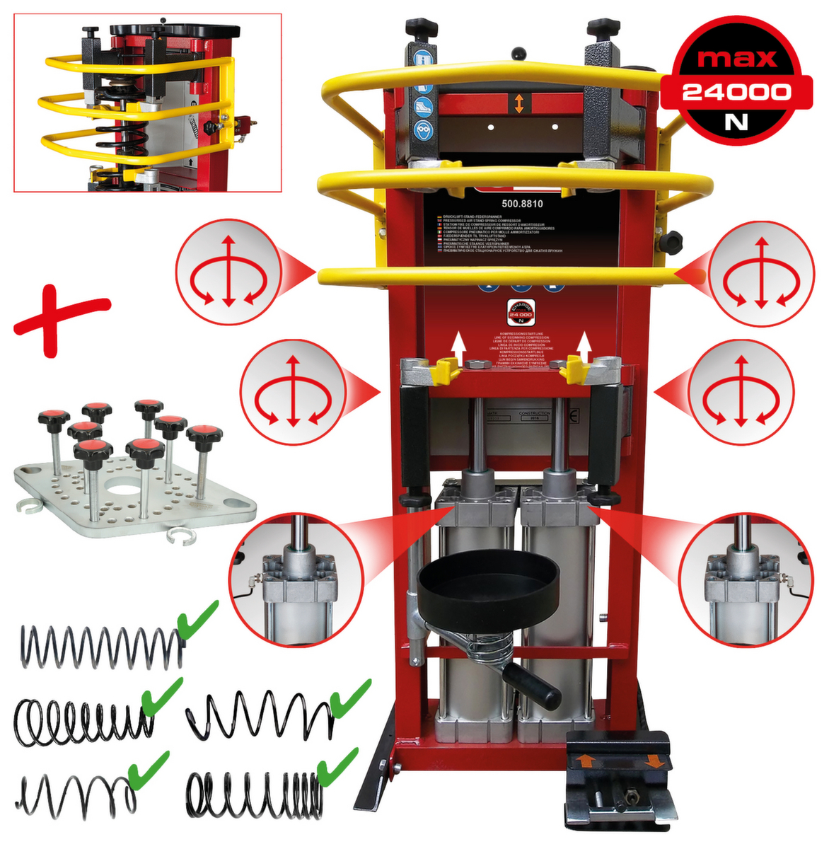 KS Tools Druckluft-Stand-Federspanner mit Doppel-Zylinder inkl. Adapterplatte Standard 2 ZOOM