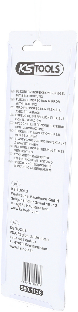 KS Tools Flexibler Inspektions-Spiegel mit Beleuchtung Standard 4 ZOOM